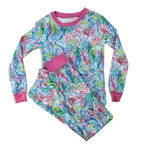 Lilly Pulitzer x Pottery Barn Kids Pajama Set Girls 8 Colorful Mermaid Print